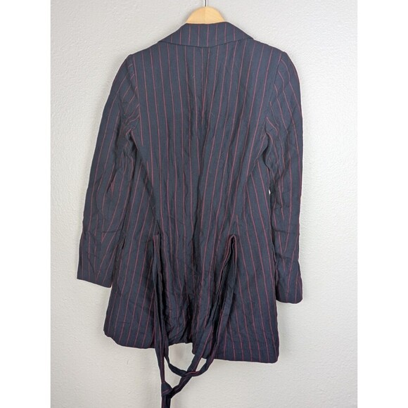 Bec Bridge Mia Wrap Blazer Mini Dress Size 8 Linen Navy Blue Red - Picture 4 of 9